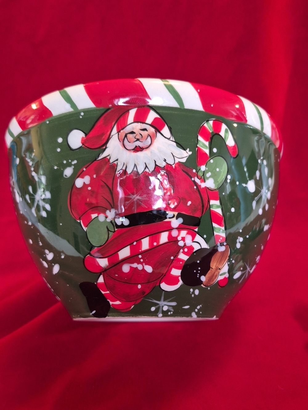 "Peppermint Santa" Bowl Handpainted